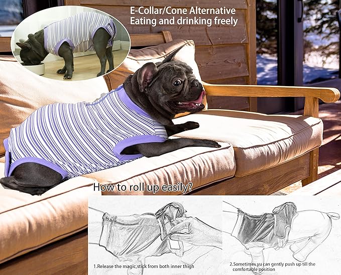Recovery Suit for Dogs,Dog Cone Alternative Zipper Surgery Suit Female Spay,Soft Dog Surgery Suit for Anti Licking,Breathable Surgical Suit for Dogs Female Spay