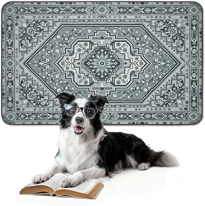 FXW Washable Pee Pads for Dogs, Leak-Proof & Non-Slip, Specifically Designed for FXW Rollick/Homeplus 24inch 6 Panels Dog Playpen, 39" x 63" Rectangle, Boho Grey, 1 Pack