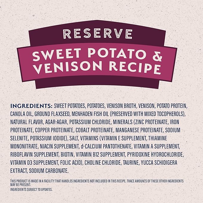 Natural Balance Limited Ingredient Adult Grain-Free Wet Canned Dog Food, Reserve Sweet Potato & Venison Recipe, 13 Ounce (Pack of 12)