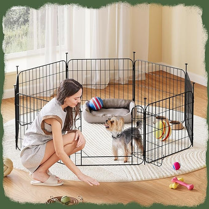 Yaheetech Expandable Dog Playpen, 8 Panel 20 inch Puppy Playpen with Door Indoor/Outdoor Pet Fence for Small Medium Dogs
