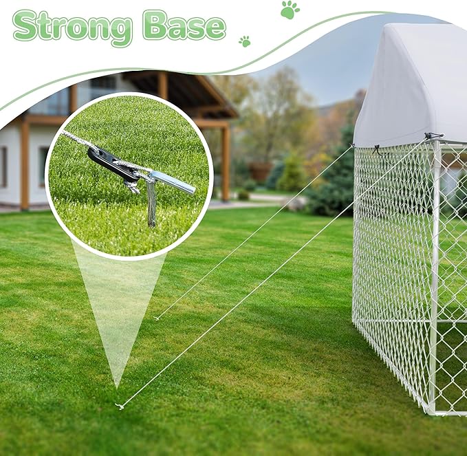 EUNHOO Dog Kennel for Outside, 7'L x 5.9'W x 5.05'H Large Dog Enclosures for Big Dogs, Dog Kennel Playpen with Roof, Metal Wire Dog Run