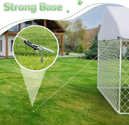 EUNHOO Dog Kennel for Outside, 7'L x 5.9'W x 5.05'H Large Dog Enclosures for Big Dogs, Dog Kennel Playpen with Roof, Metal Wire Dog Run