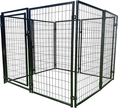 ALEKO Steel Dog Kennel Playpen | Indoor Outdoor Pen for Small/Medium/Large Puppy/Dog | 5'x5'x4' Large Galvanized Steel Kennel| Anti-Rust | Portable Travel Pet Kennel |(Black DK5X5X4SQ)