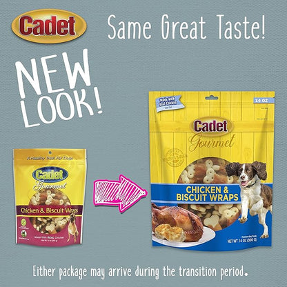 Cadet Gourmet Chicken Wrapped Biscuit Dog Treats,Training Treats for Small and Large Dogs,Inspected & Tested in USA,14 oz.,(Pack of 2)