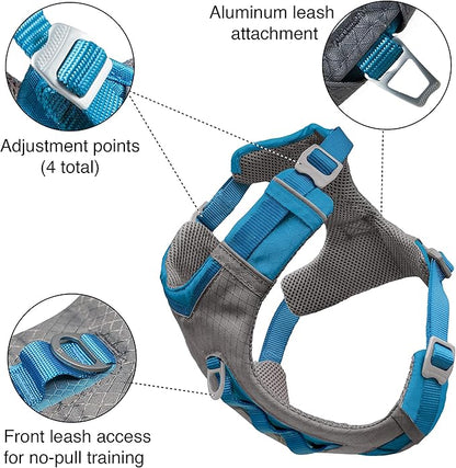 Kurgo Journey Air Dog Harness - Secure Fit for Active Dogs - Padded Chest - Lightweight Ripstop Fabric - Breathable Mesh - Reflective Trim - Back Assist Handle - Red - Small
