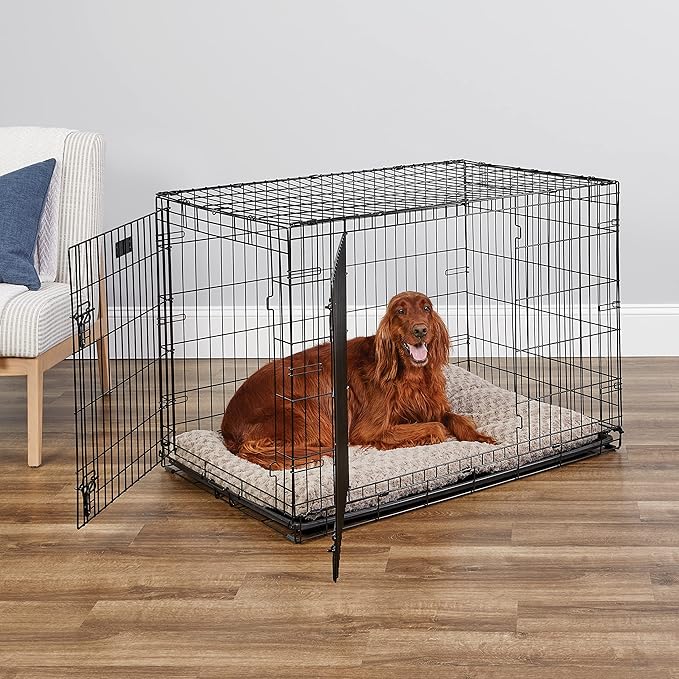 MidWest Homes for Pets 42-Inch iCrate for Large Breeds, 71-90 lbs, Double Door Folding Dog Crate with Divider Panel, Leak-Proof Tray & Secure Latches, Portable, Durable & Easy to Assemble