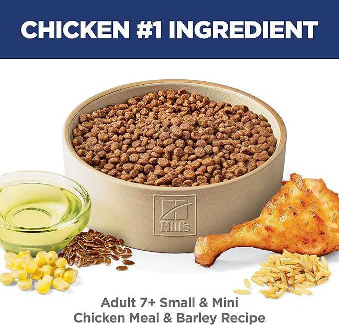 Hill's Science Diet Adult 7+ Small & Mini Dry Dog Food, Chicken & Brown Rice, 15.5 lb. Bag