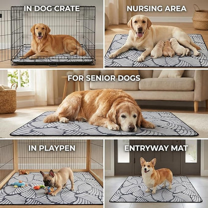 Qeils Reusable Puppy Pads, Washable Pee Pads for Dogs, Extra Large Waterproof Non Slip Wee Wee pad, Absorbent and Leakproof Training Mats for Potty, Crate, Playpen, Bed, Sofa, 63"x 63"