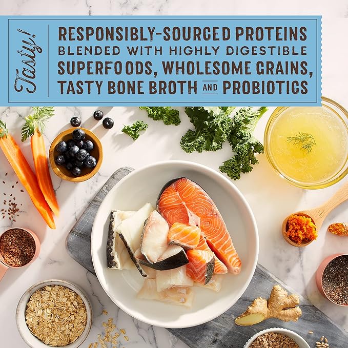 Stella & Chewy's SuperBlends Raw Blend Wholesome Grains Wild-Caught Whitefish & Salmon Recipe with Superfoods, 21 lb. Bag