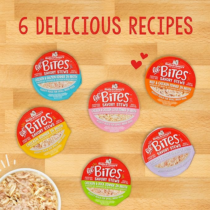 Stella & Chewy's Lil Bites Savory Stews for Small Breeds Beef & Chicken Dinner in Broth, 2.7 oz. Cups (Pack of 12)