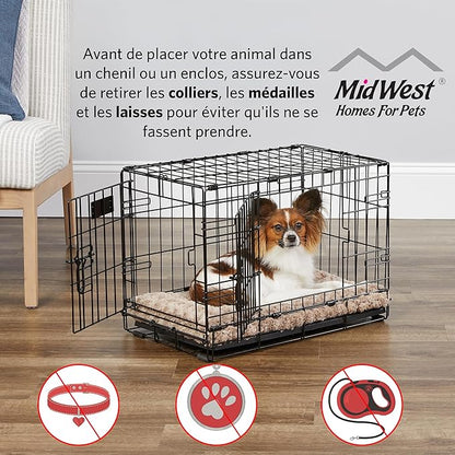 MidWest Homes for Pets Intermediate LifeStages Single Door 36-Inch Folding Dog Crate, Enhanced Security, Includes Leak-Proof Pan, Divider Panel, Handle, Rubber Feet