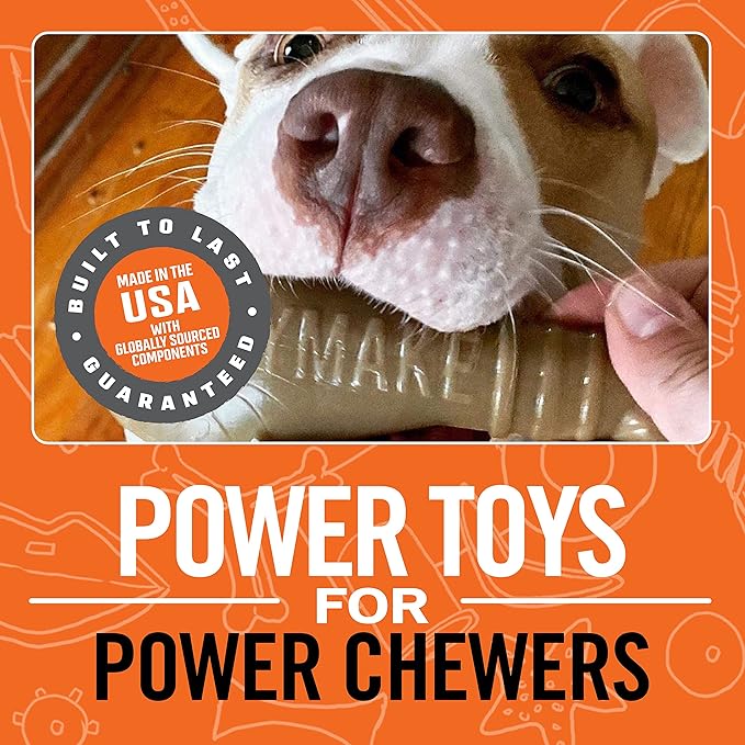 BULLYMAKE Brown Tough Chew Turkey Leg Toy for Dogs, Durable Nylon Dog Toys for Aggressive Chewers, Dental Stimulating, Tough Chew, Boredom Busting, Pet Supplies, Made in USA