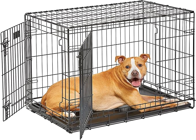 MidWest Homes for Pets 36-Inch LifeStages Crate for Medium-Large Breeds, 41-70 lbs, Double Door Folding Dog Crate with Divider Panel, Leak-Proof Tray & Secure Latch, Heavy-Duty & Easy to Assemble