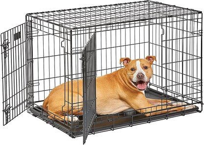 MidWest Homes for Pets 36-Inch LifeStages Crate for Medium-Large Breeds, 41-70 lbs, Double Door Folding Dog Crate with Divider Panel, Leak-Proof Tray & Secure Latch, Heavy-Duty & Easy to Assemble
