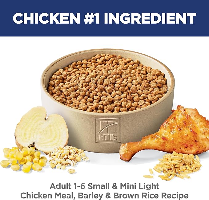 Hill's Science Diet Adult 1-6 Light Small & Mini Dry Dog Food, Chicken Meal & Barley, 15.5 lb. Bag
