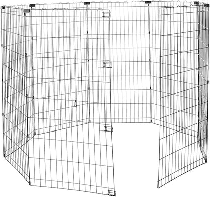 Amazon Basics Foldable Octagonal Metal Exercise Dog Playpen, Indoor/Outdoor, No Door, 8 Panels, 24 x 48 Inches, Rust-Resistant, X-Large, Black