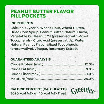 Greenies Pill Pockets for Dogs Small Size, Tablet Pill Treats for Dogs, Peanut Butter Flavor, 3.2 oz. Pouch