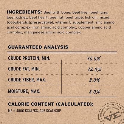 Vital Essentials Freeze Dried Dog Food,Raw Beef Crunchy Mini Nibs | Complete Meal or Topper | 96% Beef,Organs & Bone-| Limited Ingredient,High Protein,Grain Free Dry Dog Food-| 14 oz Bag,(Pack of 2)