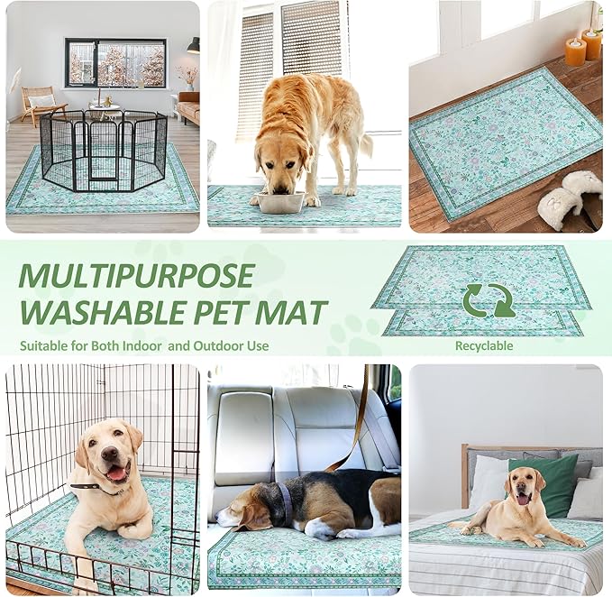 Washable Reusable Pee Pads for Dogs, 2 Pack Large 36"x48" Super Absorbent & Leak-Proof Non-Slip Pet Rugs, Stylish Washable Whelping Pads, Dog Crate Pad
