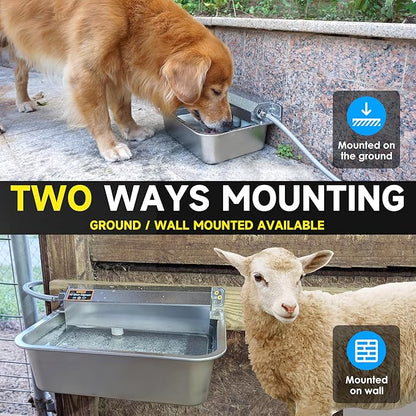 Automatic Water Dispenser for Dogs, 2 Gallon 304 Stainless Steel Large Dog Water Bowl Dispenser for Indoor/Outdoor, Pets & Livestock Self-Filling Waterer, Fits GHT 3/4" Faucet, Easy to Clean