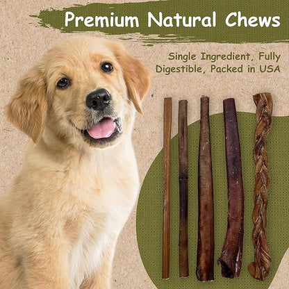 Top Dog Chews - Thick 6 Inch Bully Sticks, 100% Natural Beef, Free Range, Grass Fed, High Protein, Supports Dental Health & Easily Digestible, Dog Treat, (6", 12 Pack)