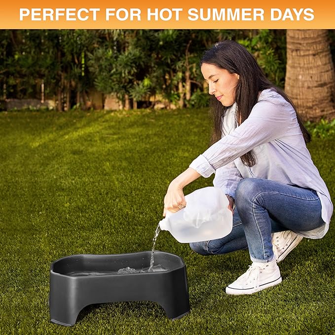 Neater Pet Brands Extra Large Water Bowl for Dogs, Outdoor Dog Water Bowl (2.25 Gallon XL Capacity), Big Trough Style Food Dish for Indoors or Outside, No Spill Large Dog Bowls, Midnight Black