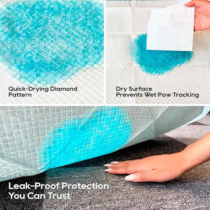 Honey Care All-Absorb, Small 17.5" x 23.5", 120 Count, Dog and Puppy Training Pads, Ultra Absorbent and Odor Eliminating, Leak-Proof 5-Layer Potty Training Pads with Quick-Dry Surface, Blue, A05