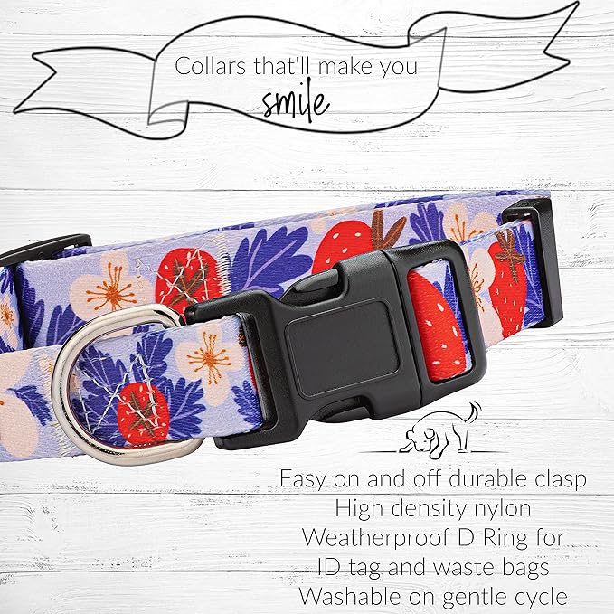 Lucky Love Dog - Adjustable Dog Collar with Easy Click Buckle for Large Ones, Durable, & Comfortable for Male & Female Dogs, Pet Collar for Puppies & Adult Dogs - Sweet Berry, Large
