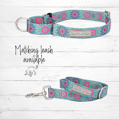 Lucky Love Dog Martingale Dog Collar - Adjustable, No-Slip, Durable, & Soft Webbing Collar for Male and Female Dogs Ideal for Training & Walking - Clara, Small