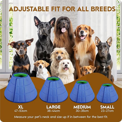 Soft Dog Cone Collar Alternative for Dogs – Adjustable Lightweight E-Collar for Recovery – Comfortable, Breathable Pet Cone to Stop Licking & Scratching After Surgery (Mesh Cloth - Blue, L (38-44cm))