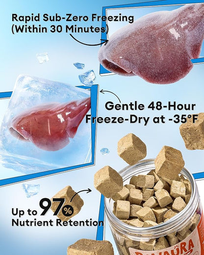 Freeze-Dried Chicken Liver Treats for Dogs & Cats, Single Ingredient, High-Protein, Grain-Free, All-Natural Pet Snack, Resealable Tub, Great for Training or Meal Topper, 3.53oz
