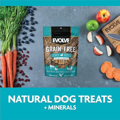 Evolve Grain Free Duck, Pea and Blueberry Jerky Bites Dog Treats