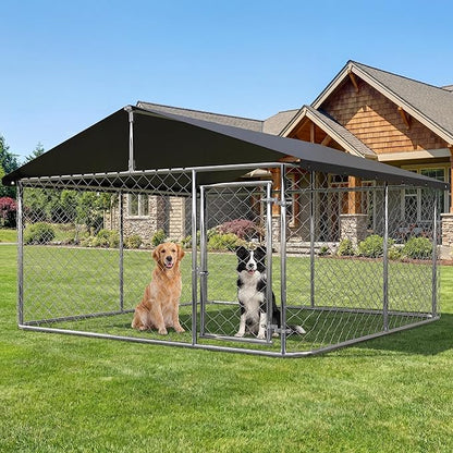 Petony Outdoor Dog Playpen Heavy Duty Dog Kennel House Mesh Dog Big Cage Pet Kennel Steel Fence with Secure Lock (6.56‘x 6.56’)