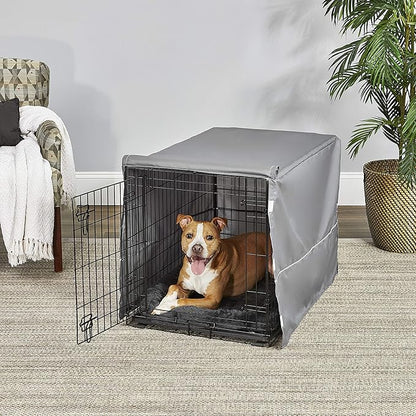 MidWest Homes for Pets Double Door 36-inch Dog Crate Kit, Bundle Includes a Two-Door Cage, Matching Gray Bed and Crate Cover, For Medium to Large Sized Breeds