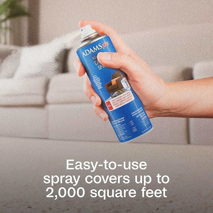 ADAMS Plus Flea & Tick Carpet Spray, Kills Fleas, Flea Eggs, Ticks, Ants, Roaches, Spiders, and Many Other Listed Nuisance Pests, for Indoor House and Carpet Treatment, Treats Up to 2,000 Sq Ft, 16 oz