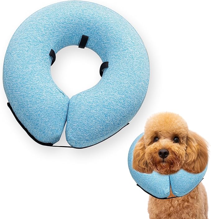 Big Ant Protective Inflatable Collar for Dogs and Cats, Soft Cone for Dogs After Surgery, Dog Neck Donut Collar, Dog Cone Collar Soft Pet Recovery Collar Does Not Block Vision E-Collar (Small, Blue)