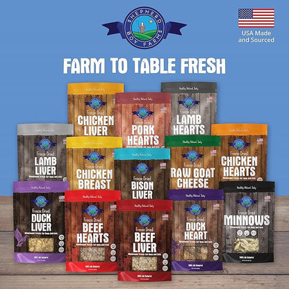 Shepherd Boy Farms Freeze Dried Dog and Cat Treats, Beef Liver, All Natural Single Ingredient Freeze-Dried Dog Treat & Snacks, Made in USA, High Protein, Essential Nutrition of Raw Food, 8oz