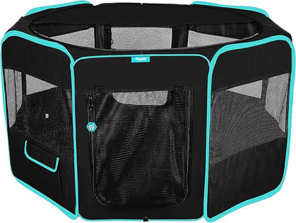 Deluxe Premium Pet Dog Playpen Portable Soft Dog Exercise Pen Kennel with Carry Bag for Dogs, Cats, Kittens, and All Pets (Large, Black)
