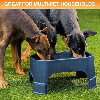 Neater Pet Brands Extra Large Water Bowl for Dogs, Elevated Outdoor Dog Water Bowl (2.25 Gallon XL Capacity), Big Trough Style Food Dish for Indoors or Outside, No Spill Large Dog Bowls, Dark Blue