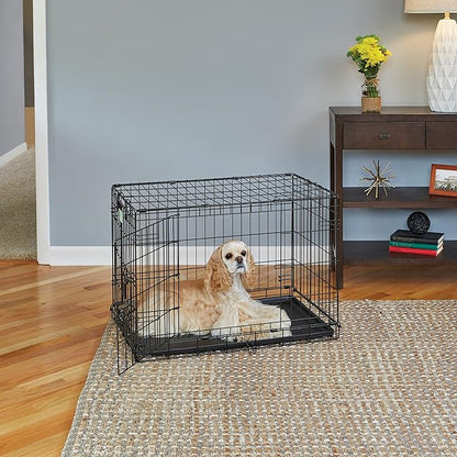 MidWest Homes for Pets 30-Inch LifeStages Crate for Medium Breeds, 21-40 lbs, Double Door Folding Dog Crate with Divider Panel, Leak-Proof Tray & Secure Latch, Heavy-Duty & Easy to Assemble