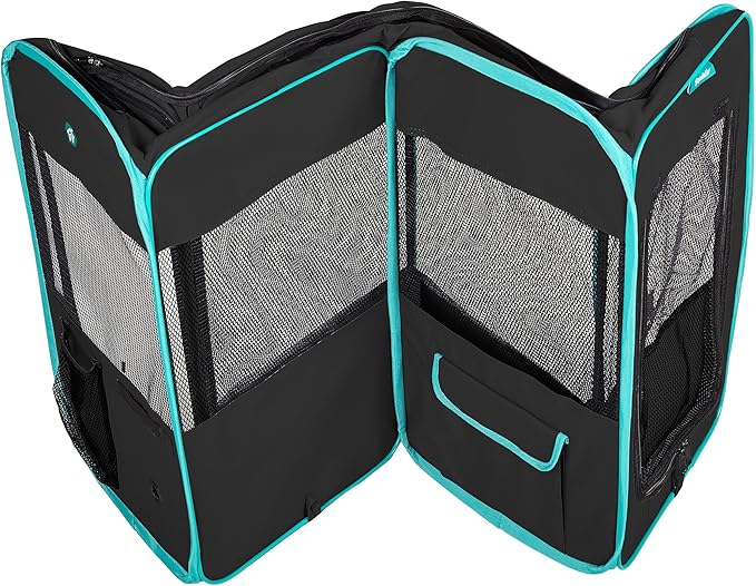 Deluxe Premium Pet Dog Playpen Portable Soft Dog Exercise Pen Kennel with Carry Bag for Dogs, Cats, Kittens, and All Pets (Medium, Black)