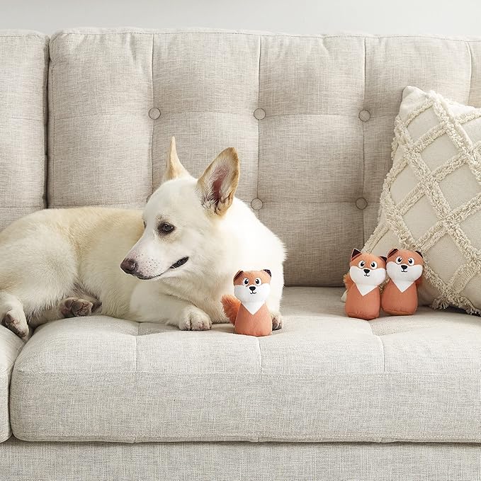 Outward Hound Squeakin' Fox Hide A Puzzle Plush Replacement Dog Toys - 3 Pack