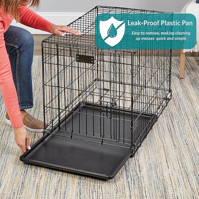 MidWest Homes for Pets 48-Inch iCrate for Extra-Large Breeds, 90-110 lbs, Double Door Folding Dog Crate with Divider Panel, Leak-Proof Tray & Secure Latches, Portable, Durable & Easy to Assemble