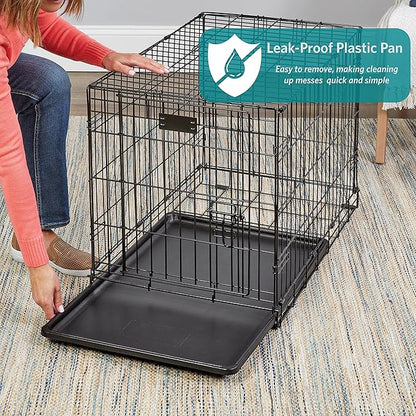 MidWest Homes for Pets 48-Inch iCrate for Extra-Large Breeds, 90-110 lbs, Double Door Folding Dog Crate with Divider Panel, Leak-Proof Tray & Secure Latches, Portable, Durable & Easy to Assemble