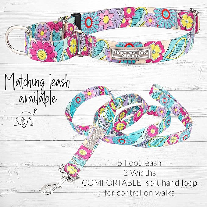 Lucky Love Dog Martingale Collar, Premium No Slip Martingale Collar for Large Dogs, Great for Whippets, Greyhounds, and More (Caroline, Large)