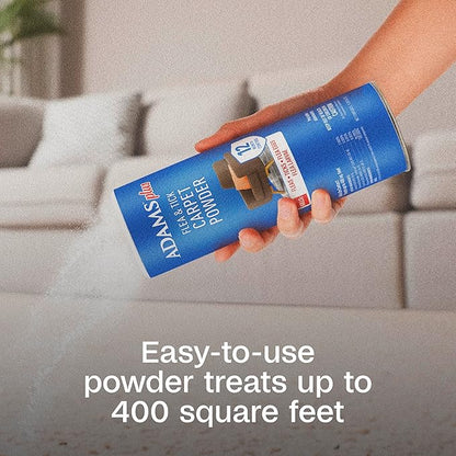 ADAMS Plus Flea & Tick Carpet Powder, Kills Fleas and Ticks On Contact, Prevents Flea Infestations for 12 Months, for Carpets and Upholstery, Freshens and Deodorizes, Treats Up to 400 sq ft, 16 oz