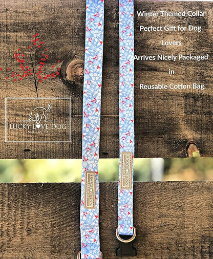 Lucky Love Dog Dog Collar, Leash Set Small, Premium, Cute and Adjustable Collars for Male and Female Dogs, Winterblue Combo, Extra Small