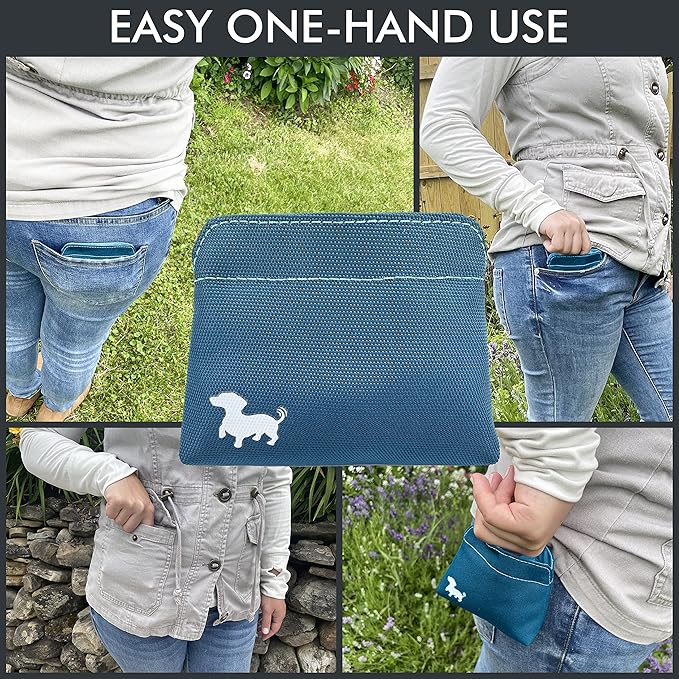 Small Dog Treat Pouch – Slim Magnetic Pocket Dog Treat Bag for Walking & Training – Discreet Clip On Treat Pouch for Leash, Waistband or Pocket – Mess Free Storage (Turquoise)