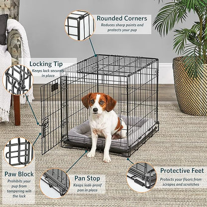 MidWest Homes for Pets 24-Inch LifeStages Crate for Small Breeds, 12-20 lbs, Single Door Folding Dog Crate with Divider Panel, Leak-Proof Tray & Secure Latch, Heavy-Duty & Easy to Assemble