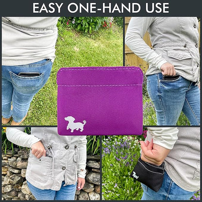 Small Dog Treat Pouch – Slim Magnetic Pocket Dog Treat Bag for Walking & Training – Discreet Clip On Treat Pouch for Leash, Waistband or Pocket – Mess Free Storage (Pink)